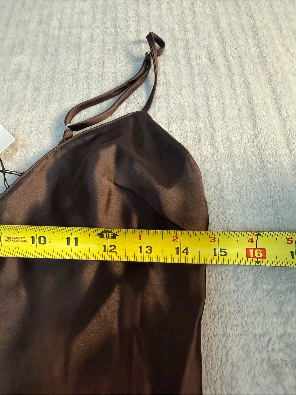 NWT Zara Chocolate Brown Satin Lace Trim Slip Dress Small - Picture 5 of 10
